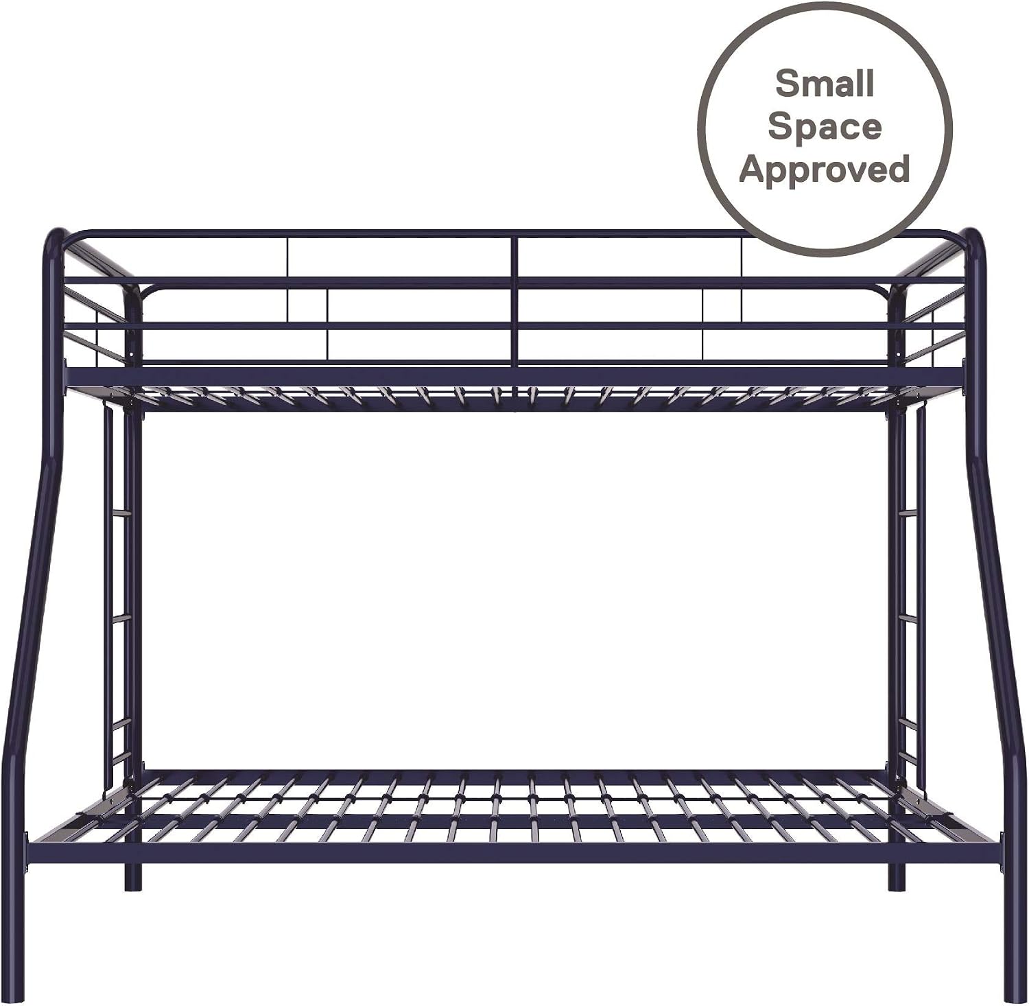 DHP Twin-Over-Futon Convertible Couch and Bed with Metal Frame, Ladder and Guardrails - Black