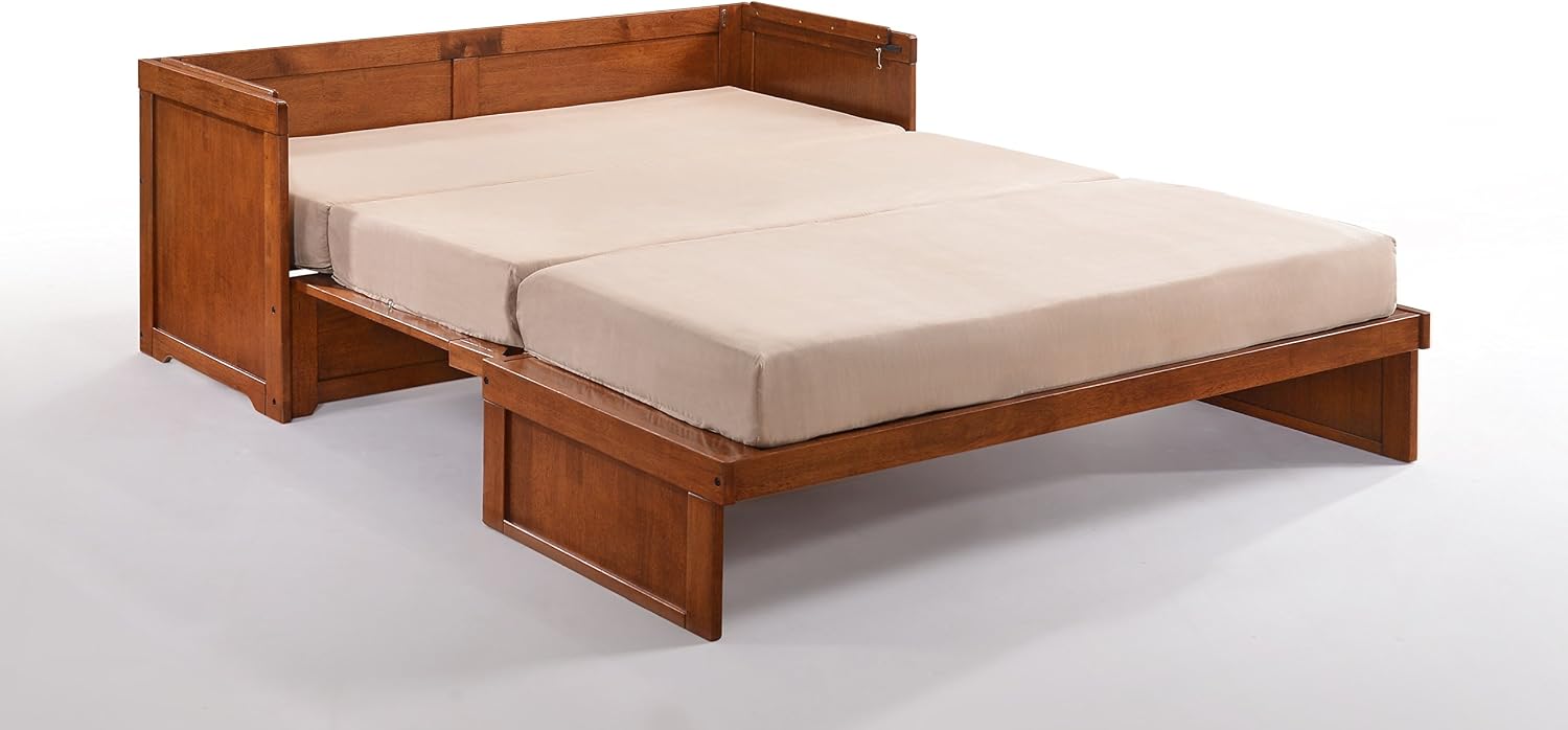 NIGHT & DAY Furniture Murphy Cube Cabinet Bed Pre-Assembled (Cherry, Queen) | Pre-Assembled