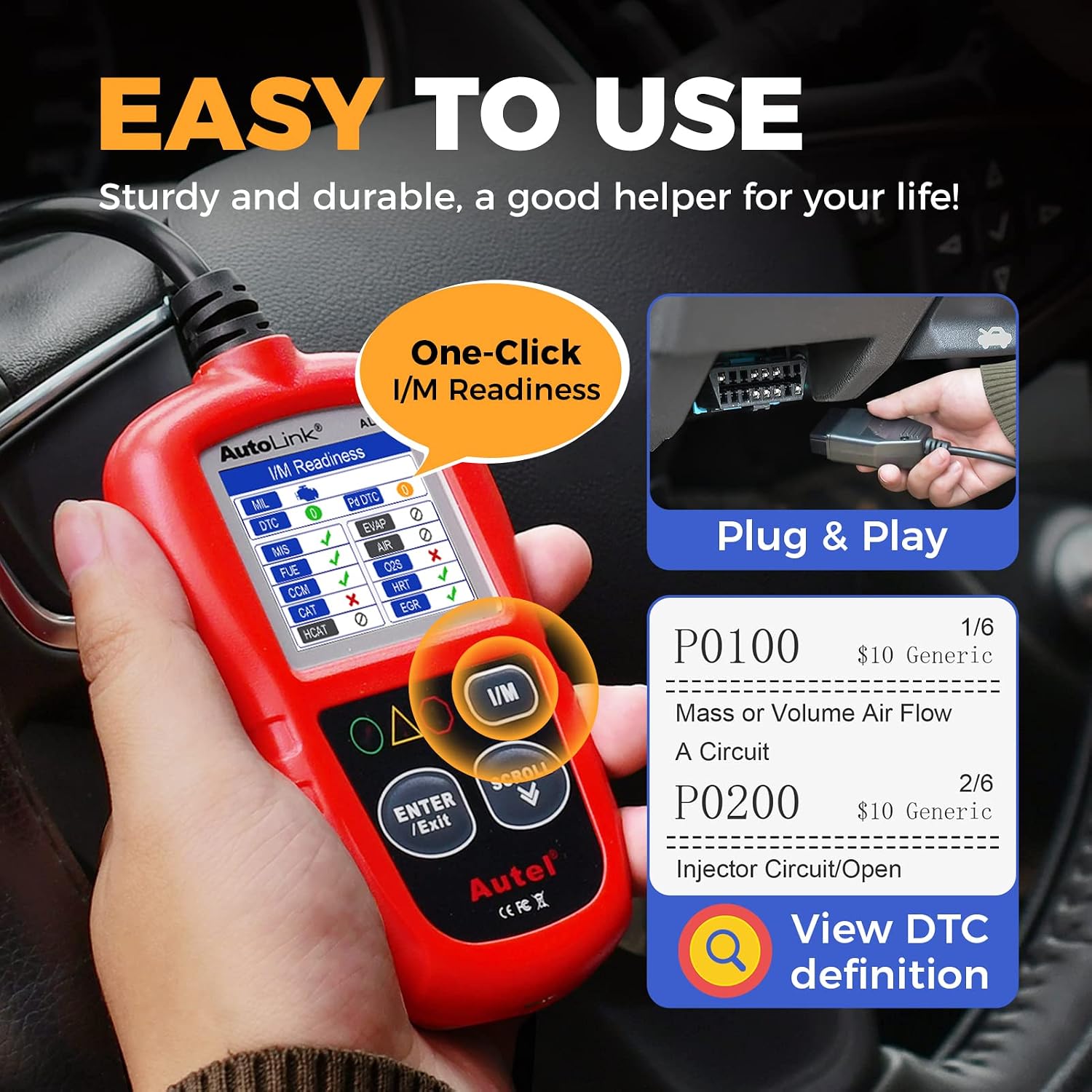 Autel AL319 Professional OBD2 Scanner, Enhanced Check Engine Code Reader | Reset Fault Code, Live Data, Freeze Frame