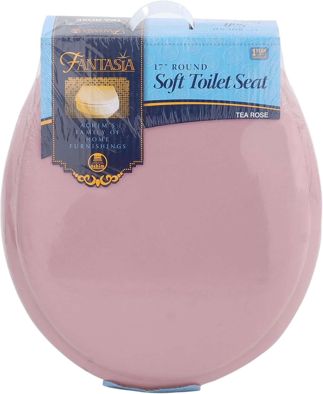 Soft Elongated Vinyl Toilet Seat, Black - 19 Inch Soft Vinyl Cover with Comfort Foam Cushioning - Fits All Elongated Size Fixtures - Easy to Install Fantasia by Achim Home Decor