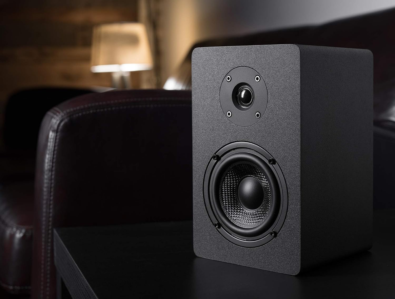 Micca MB42X Advanced 2-Way Passive Bookshelf Speakers, Stereo Pair, Black | Amplifier Required, 4-Inch Carbon-Fiber Woofer, 0.75-Inch Silk-Dome Tweeter, Desktop, Home Theater, Surround Sound