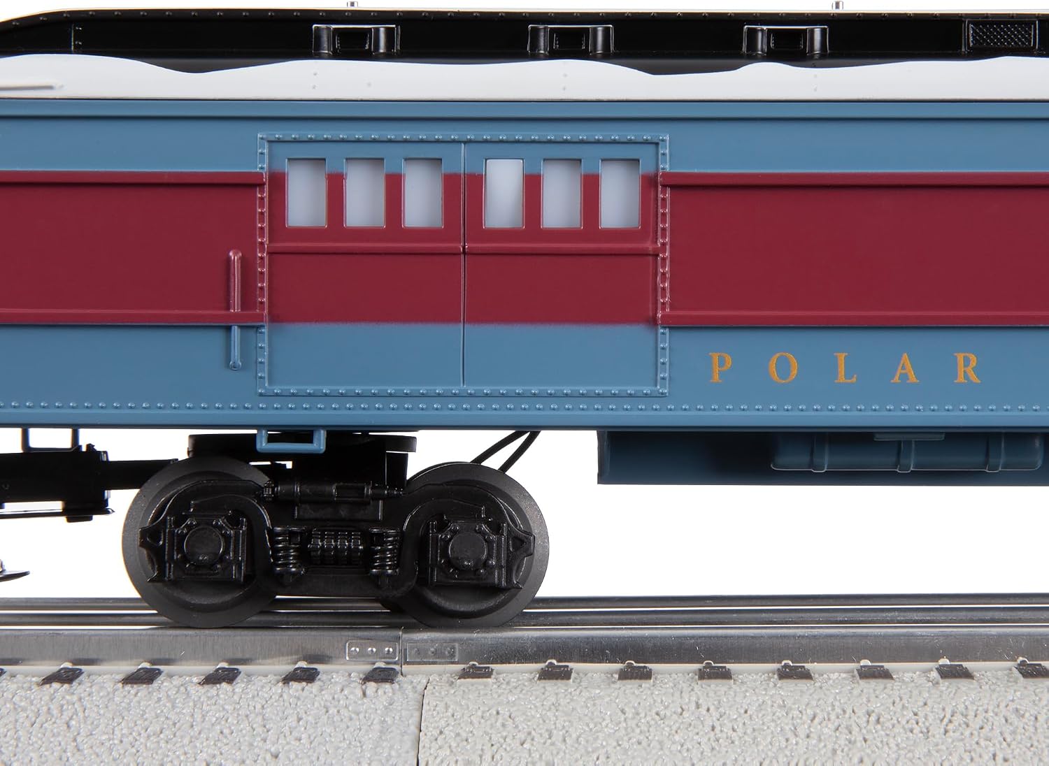 Lionel The Polar Express O Gauge Baggage Car – Lighted Railroad Model Train Car with Diecast Trucks, Operating Couplers, Snow-Covered Roof Detail