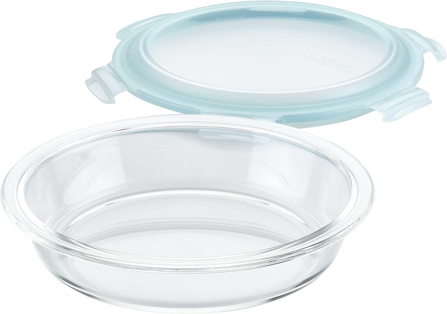 LOCK & LOCK LocknLock Purely Better Glass Round Pie Baking Dish/Food Storage Container with Lid, 9.5 Inch, Clear