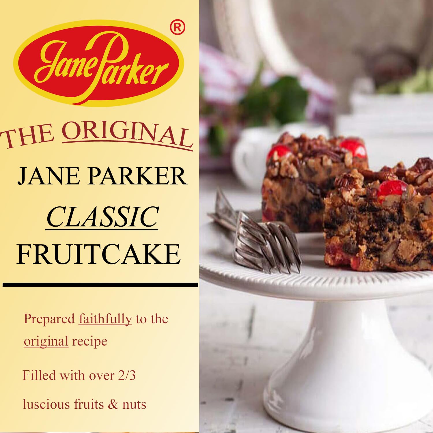 Jane Parker Classic Light Fruit Cake 16 Ounce (1 pound) Fruitcake in Box