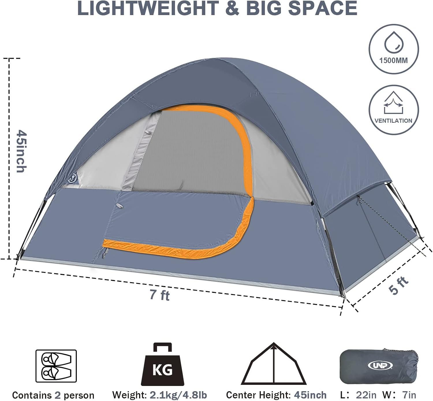 Camping Tent 2-4 Person, Waterproof Windproof Tent with Rainfly Easy Set up-Portable Dome Tents for Camping…