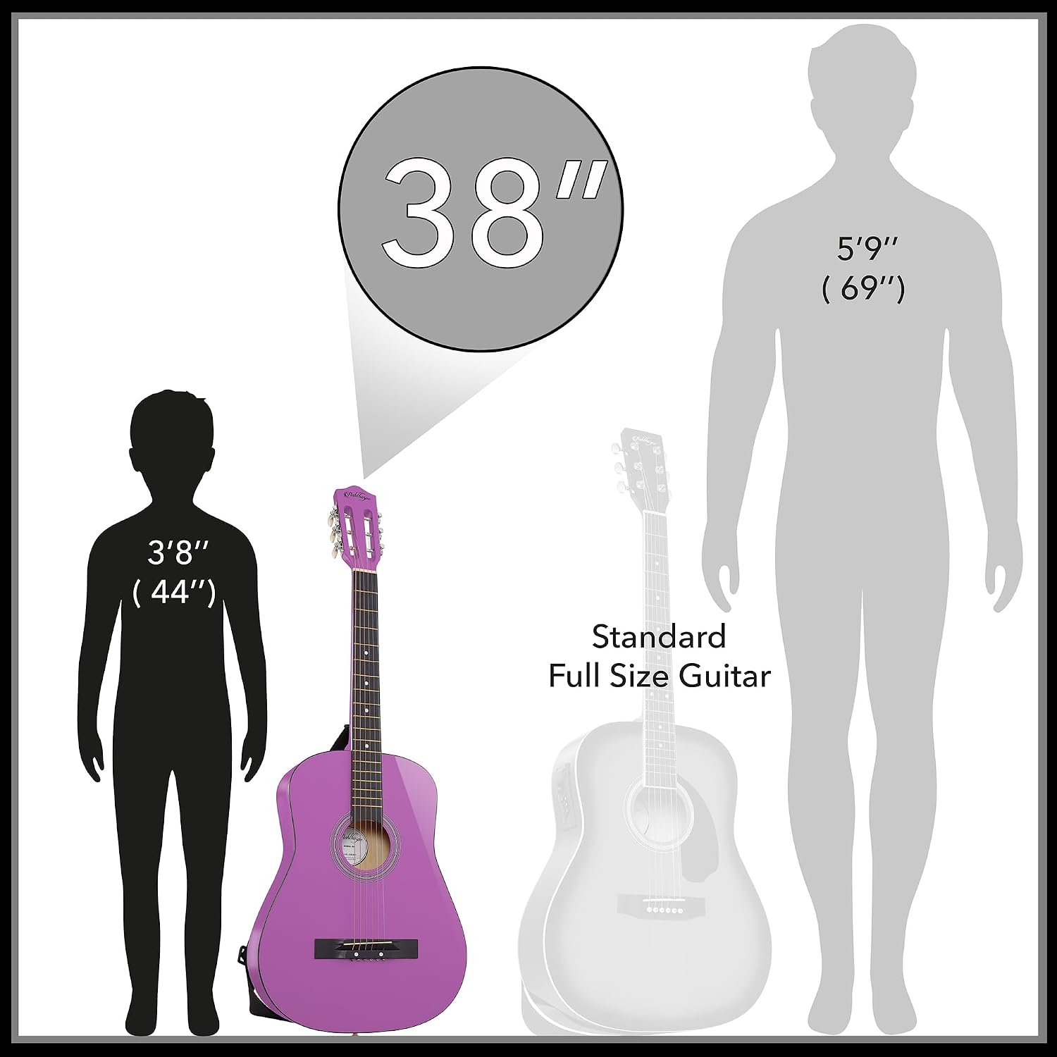 Ashthorpe 38-inch Beginner Acoustic Guitar (Red), Starter Kit with Gig Bag, Extra Strings, Strap, Picks, and Lessons