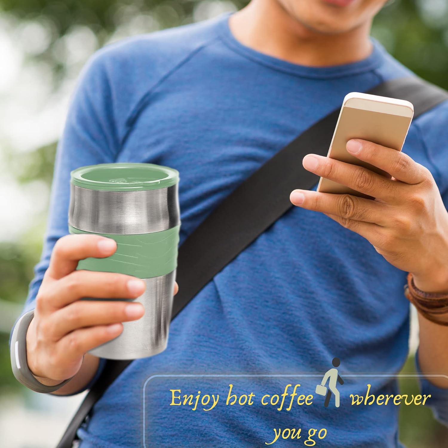 Mixpresso Single Serve & Single Cup Coffee Maker with 14oz Travel Mug Black | For ground coffee only, reusable filter, auto shut off. Compact personal drip coffee maker, not compatible with K-Cup pods.