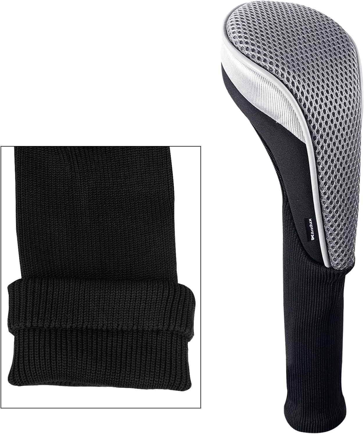 Andux 5pcs/Set Mesh Golf Wood Club Head Covers Long Neck