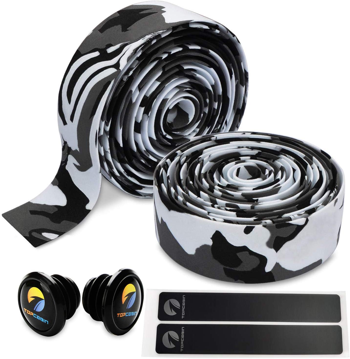 TOPCABIN Comfort Gel Road Bike EVA Handlebar Tape Bike Bar Tape Camouflage Series Tape with Reflective Bar Plugs