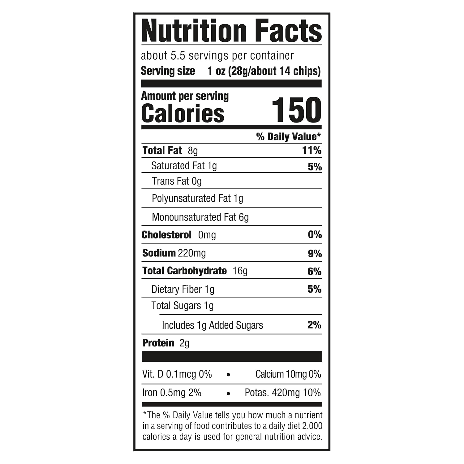 Boulder Canyon Avocado Oil Sea Salt Potato Chips 6 Count, 1.25 OZ
