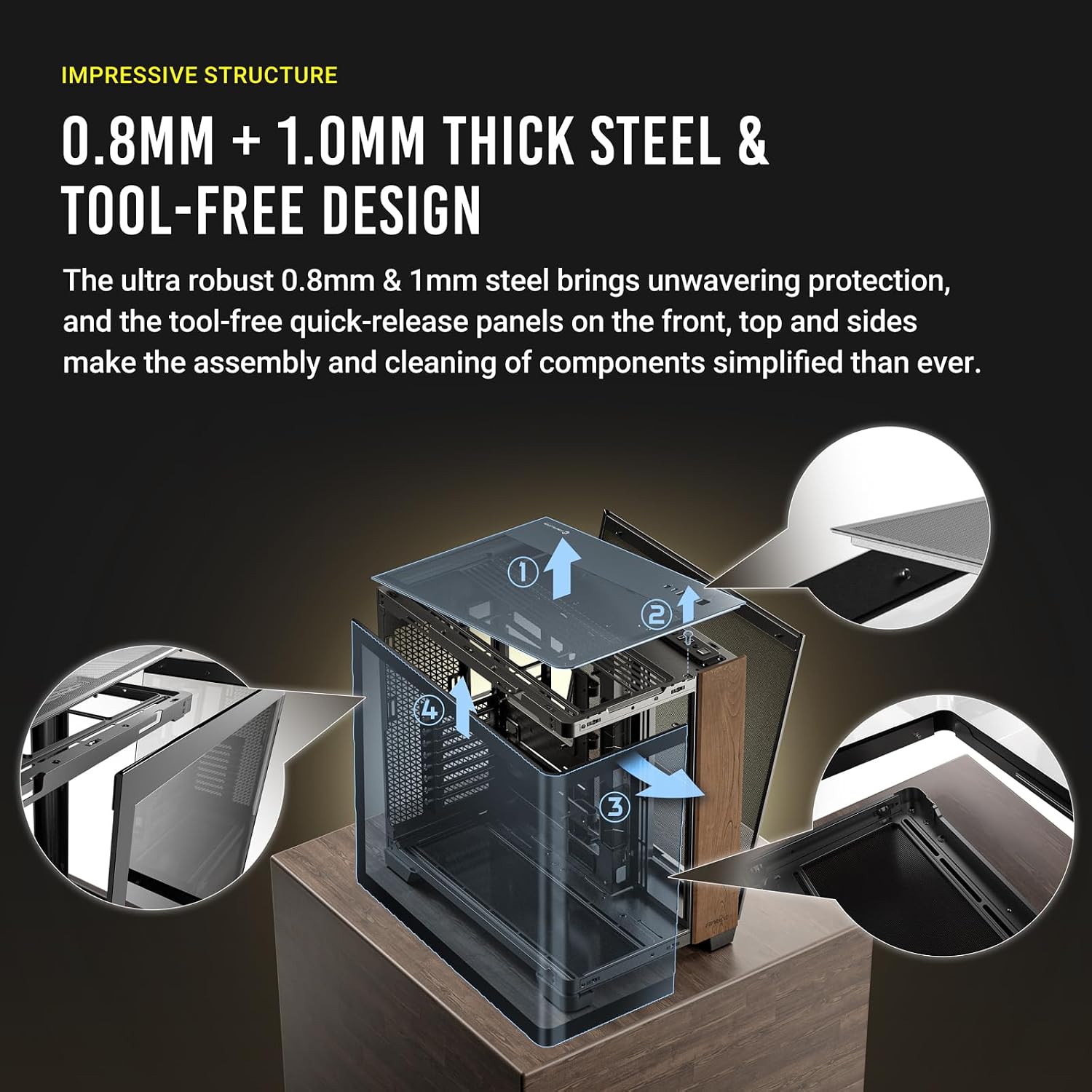 Antec C8 Wood, Fans not Included, Wooden Front Panel, Dual-Chamber Layout, Type-C, 360mm Radiator Support, Seamless TG Front & Side Panels, RTX 40 Compatible, Full-Tower E-ATX PC Case