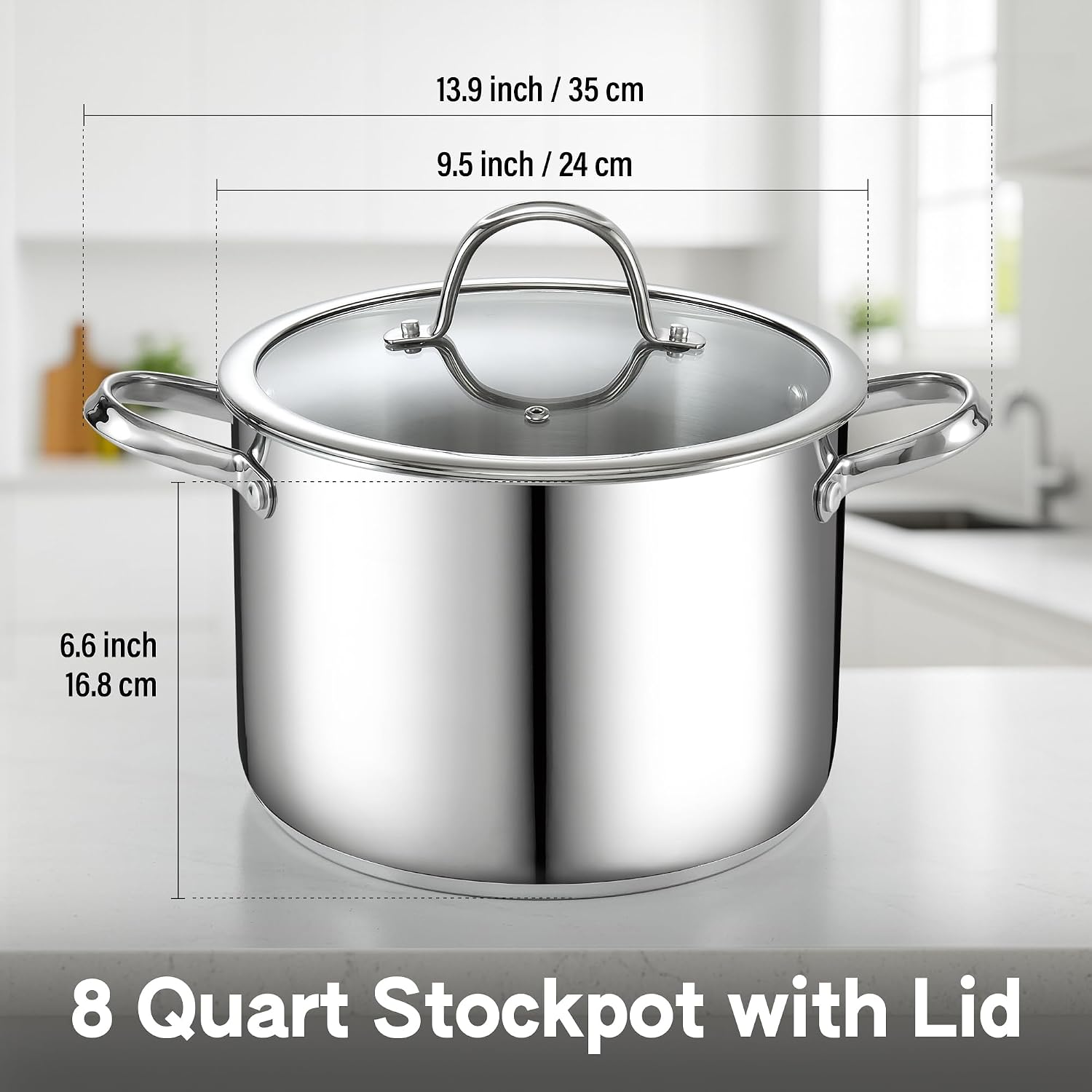 Cooks Standard Classic 6-Quart Stainless Steel Dutch Oven Casserole with Glass Lid, Large Dutch Oven Casserole for Soup, Stew, Chili & Pasta, Compatible with All Stovetops