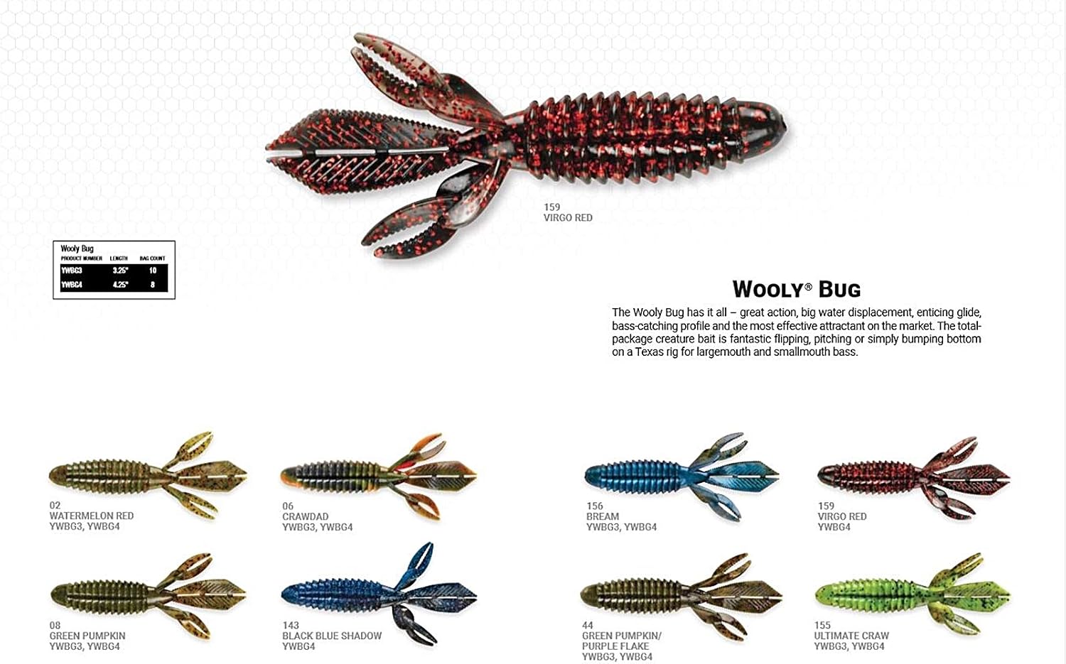 YUM Wooly Bug Creature Bait Soft Plastic Bass Fishing Lure