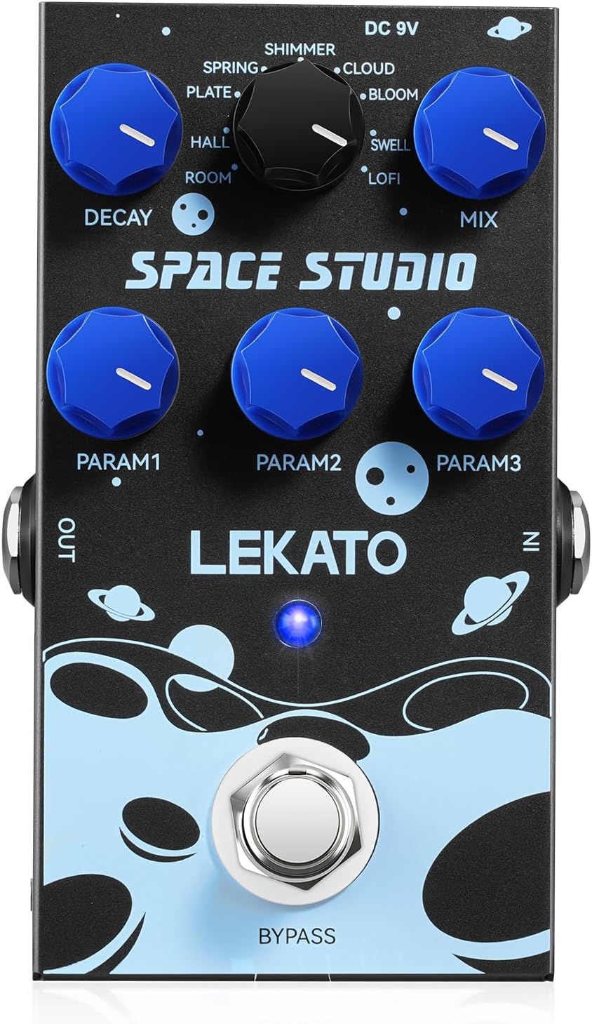 LEKATO Looper Guitar Pedal Guitar Loop Pedal Tuner Pedal 9 Loops 40 Minutes Record Time Unlimited Overdubs for Electric Guitar Bass (Black)