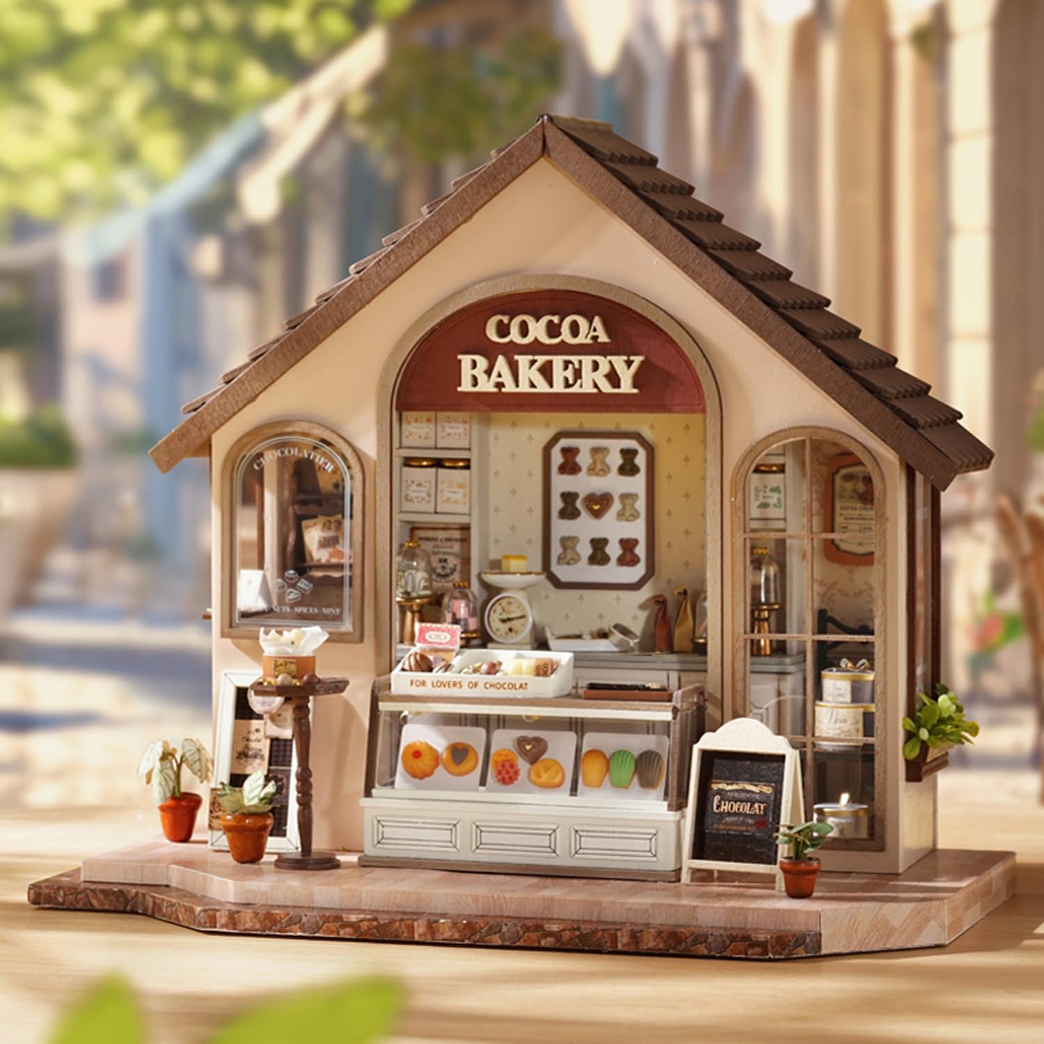 MAGQOO Wooden Dollhouse Miniature with Furniture DIY Dollhouse Kit DIY House Kit Tiny House Kit with Voice Control and Music Movement 1:18 Scale Creative Room Idea(Time Travel)