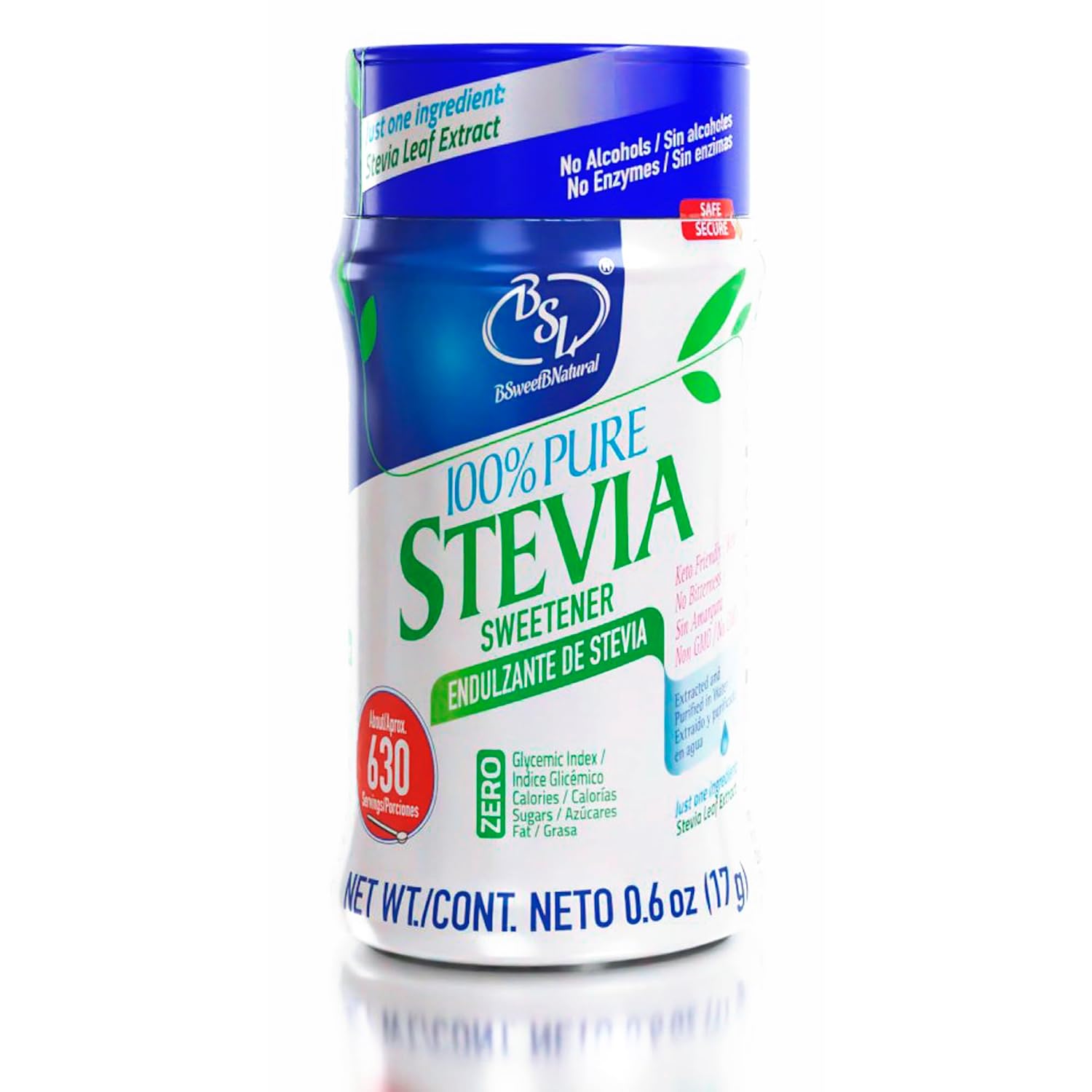 Stevia Powder 100% Pure, No Artificial Sweetener, Stevia Green Leaf Extract | Zero Calorie & Keto Friendly (0.6 Ounces)