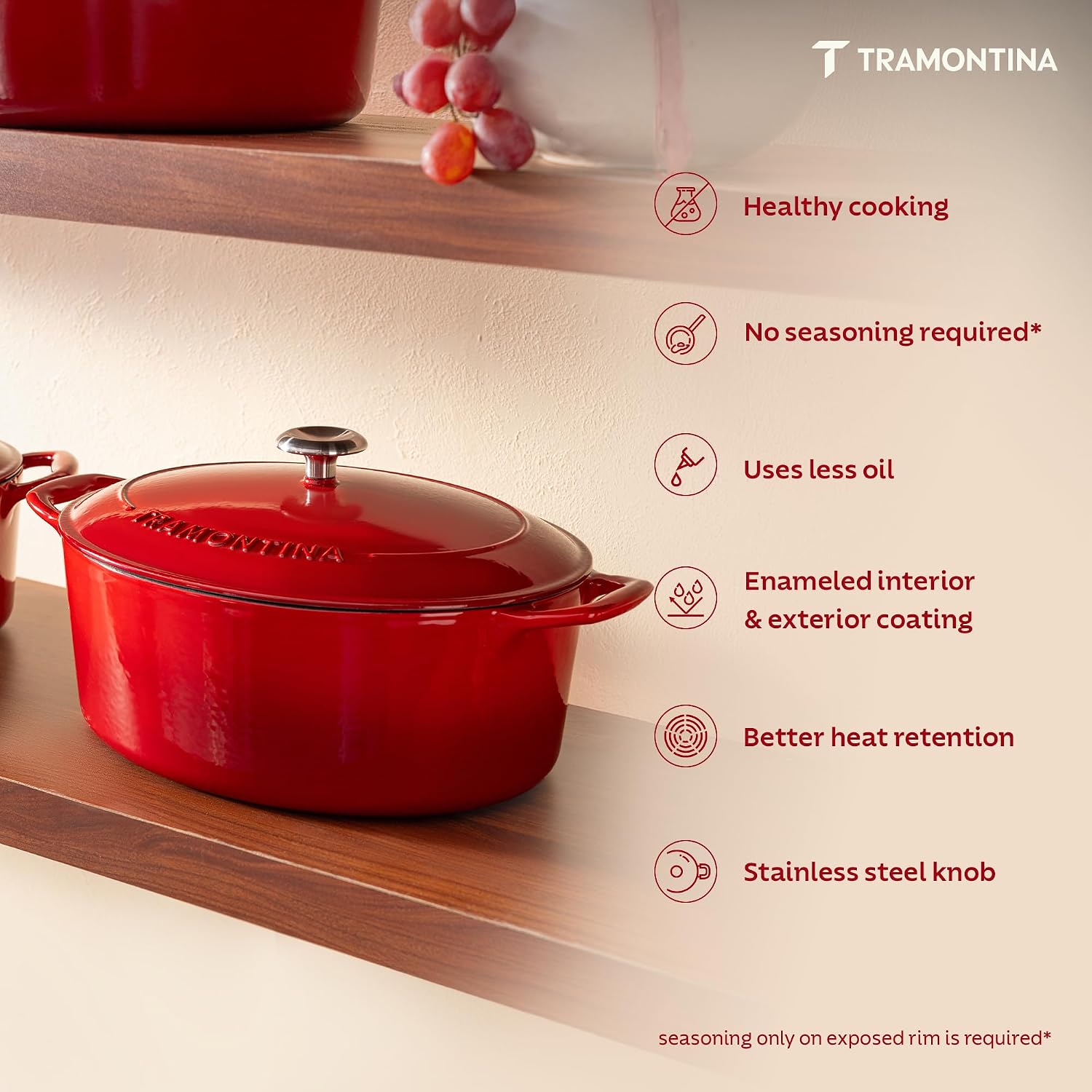 Tramontina Bestow Enameled Cast Iron 4-Qt Braiser Pan with Lid, Blue | Oven-to-Table Casserole Dish, Great for Shallow Braises & Simmers