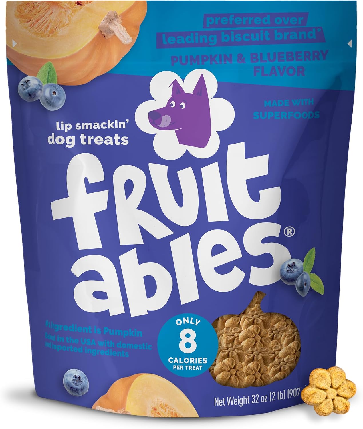 Fruitables Baked Dog Treats, Low Calorie Treats, Pumpkin & Banana, 7oz | Healthy Dog Treats, Training Treats, Crunchy Dog Biscuits, Limited Ingredient Recipe, Healthy Puppy Snacks, Made in USA