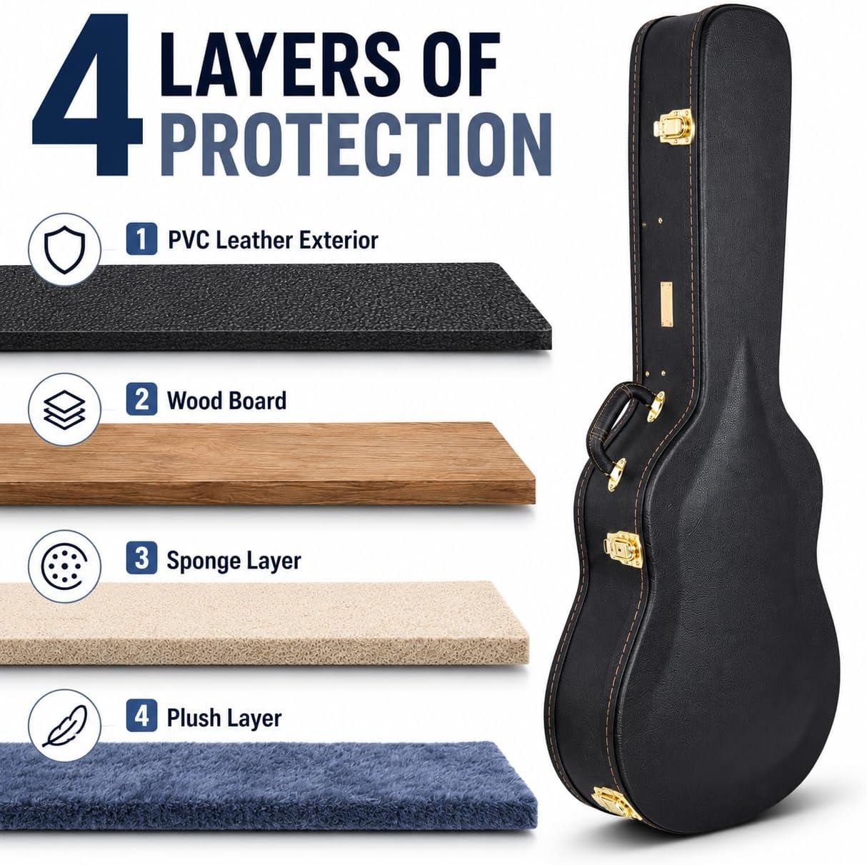 Crossrock Hardshell Arch Top wood case fits SG Electric Guitars-Black(CRW600SGBK)