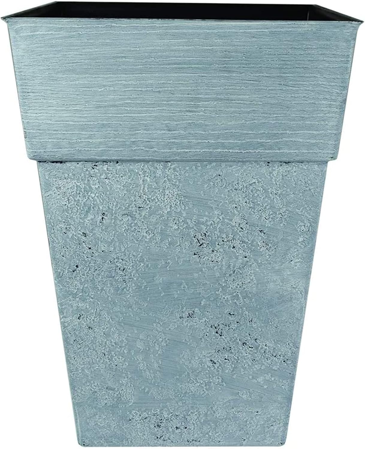 The HC Companies 18 Inch Avino Tall Square Planter - Decorative Indoor Outdoor Plant Pot for Front Porch, Deck, Patio and Home, Oxidized Black