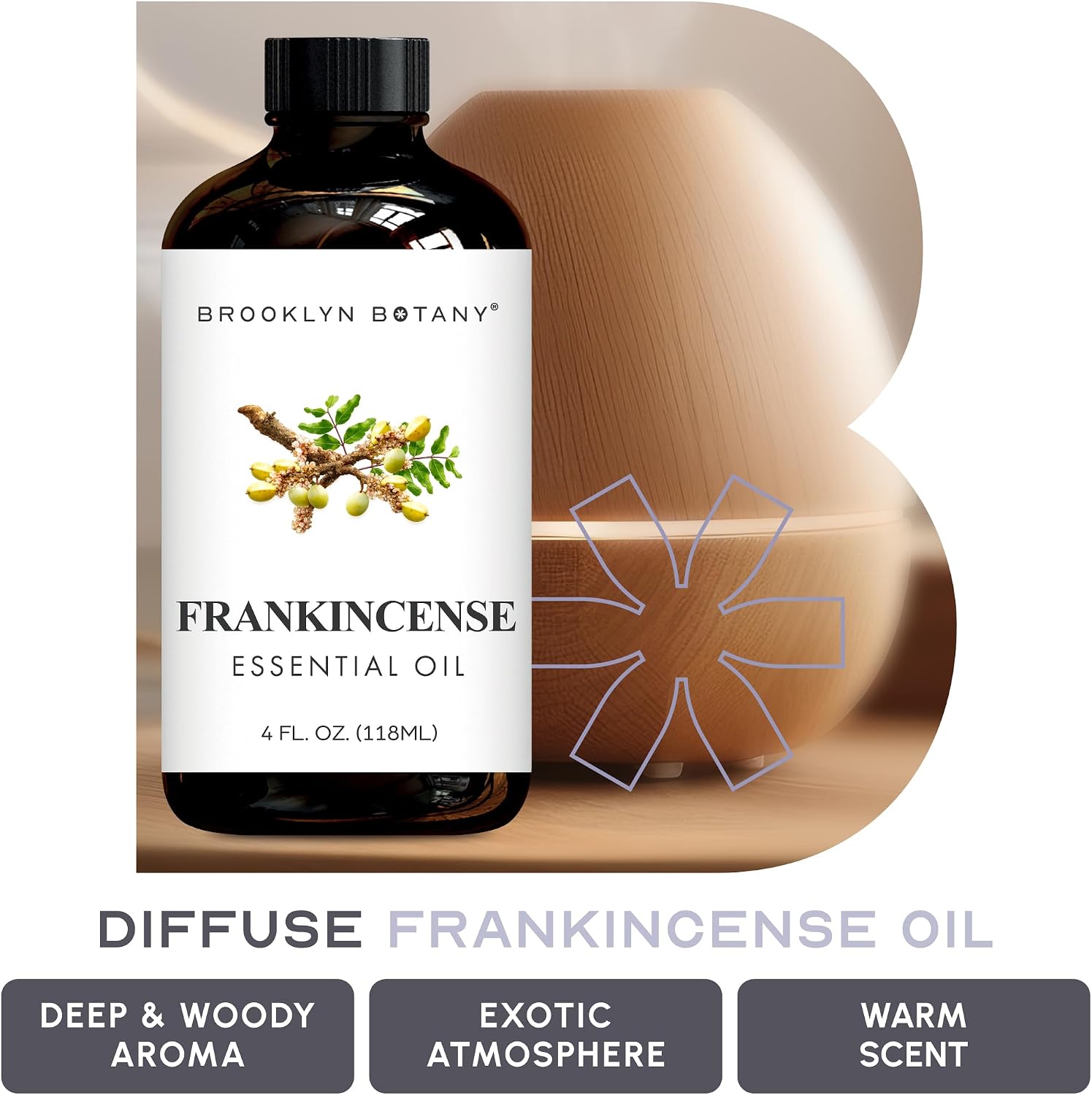 Brooklyn Botany Peppermint Essential Oil - Huge 4 Fl Oz - 100% Pure and Natural - Premium Grade with Dropper - for Aromatherapy and Diffuser