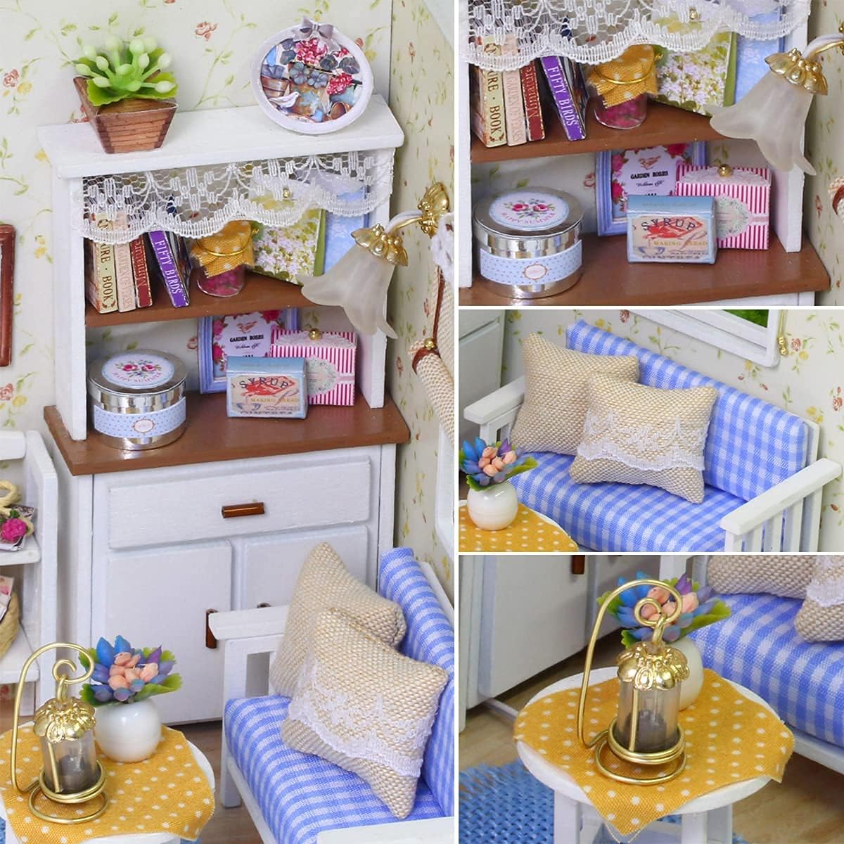 DIY Miniature Dollhouse Kit with Furniture Plus Dust Proof | 1:24 Scale Creative Room Mini Wooden Doll House Accessories for Kids Teens Adults Aged 14+(Beach Cottage)