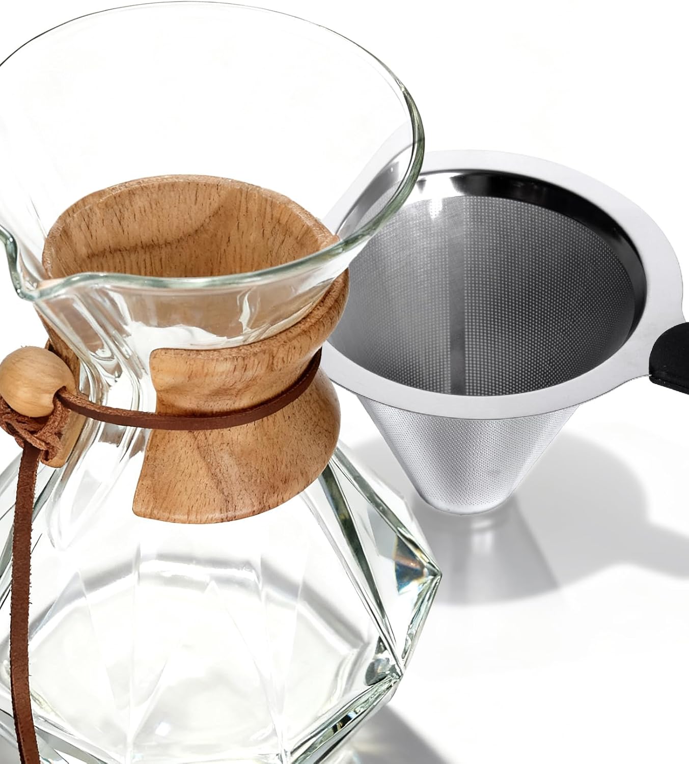 AGOGO Pour Over Coffee Maker Set, 34oz Classic Style, 304 Stainless Filter | Barista kit for home kitchen, Cafe, Camping & Office; 20oz-40oz Classic, Slim, Diamond styles; Includes brush & towel.