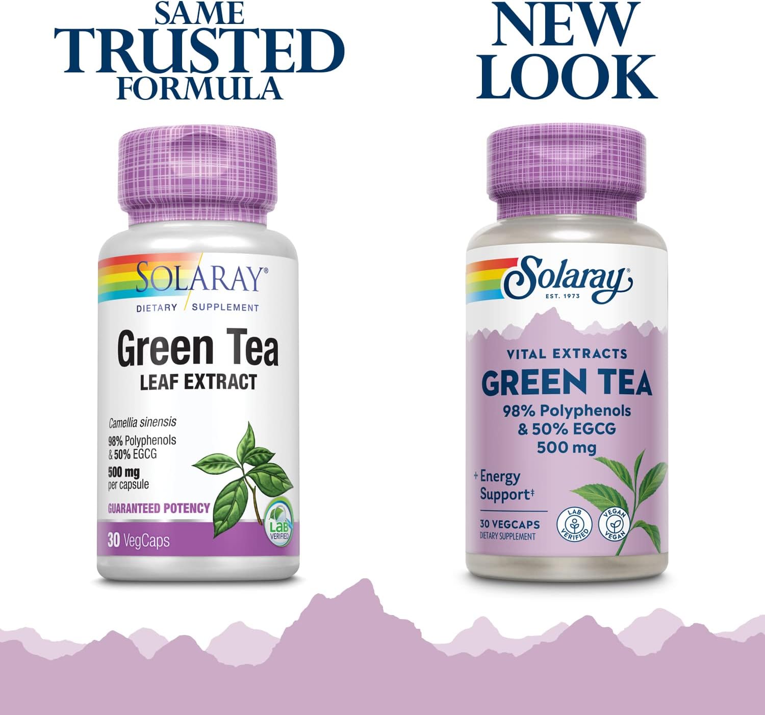 SOLARAY Guaranteed Potency Green Tea Leaf Extract Double Strength, Veg Cap (Btl-Plastic) 500mg | 30ct