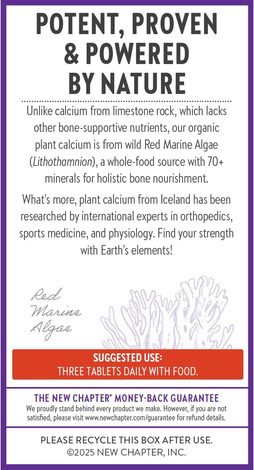 New Chapter Bone Strength Take Care - Bone & Heart Health Supplement - Clinically Studied Plant Calcium from Red Marine Algae - Vegan, Organic, Gluten Free & Kosher - 60 Slim Tablets