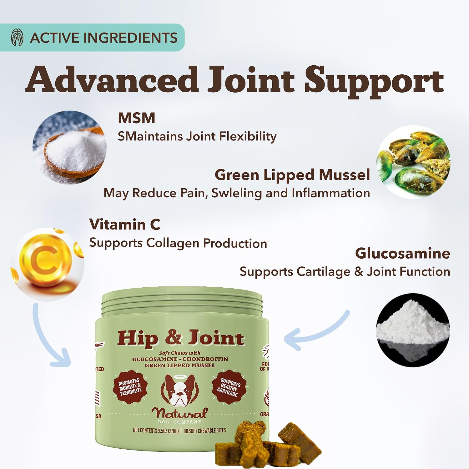 Natural Dog Company Liquid Glucosamine Hip & Joint Oil for Dogs, 16 oz, Extra Strength Cartilage & Joint Support, Helps Mobility and Eases Occasional Stiffness, Dog Vitamins & Supplements