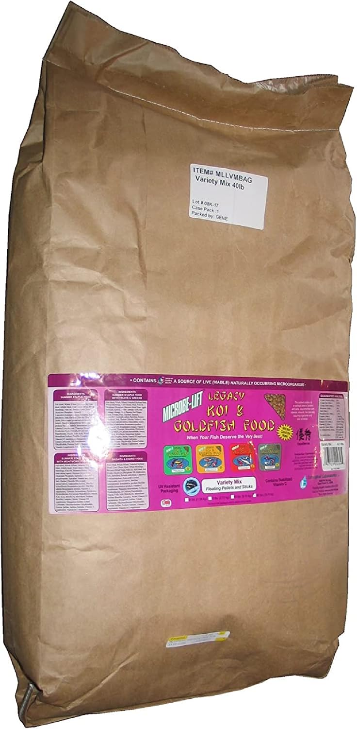 MICROBE-LIFT MLLVMXL Variety Mix Floating Fish Food Pellets and Sticks for Ponds, Water Gardens, and Fountains, for Live Goldfish and Koi, 14.5 Pounds