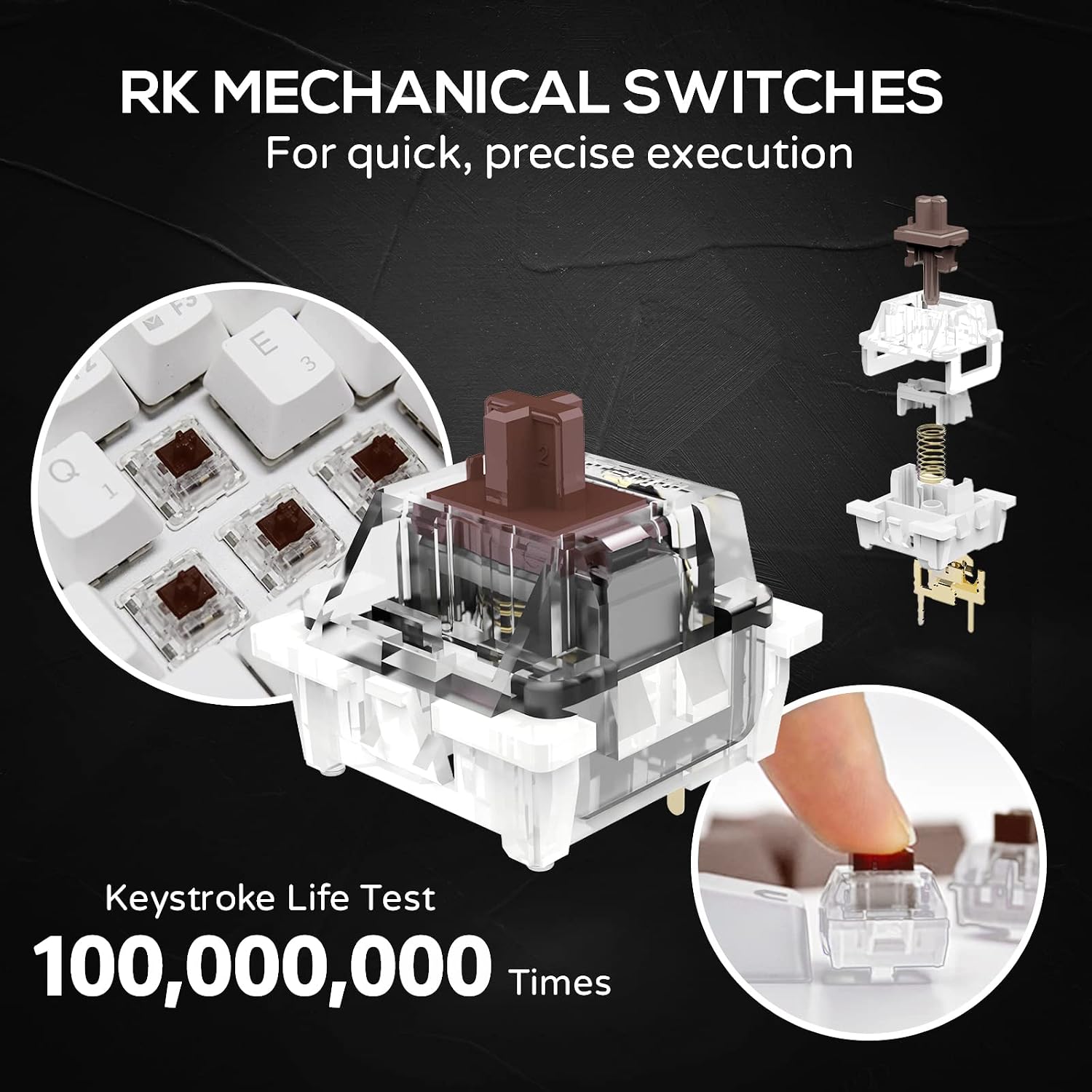 RK ROYAL KLUDGE RK61 Wireless Mechanical Keyboard, 60% Percent RGB, White | Hot Swappable Gaming Keyboard with Bluetooth/2.4G/USB, 61 Keys Ultra-Compact for Win/Mac/PC, Coiled Cable, Linear Red Switch