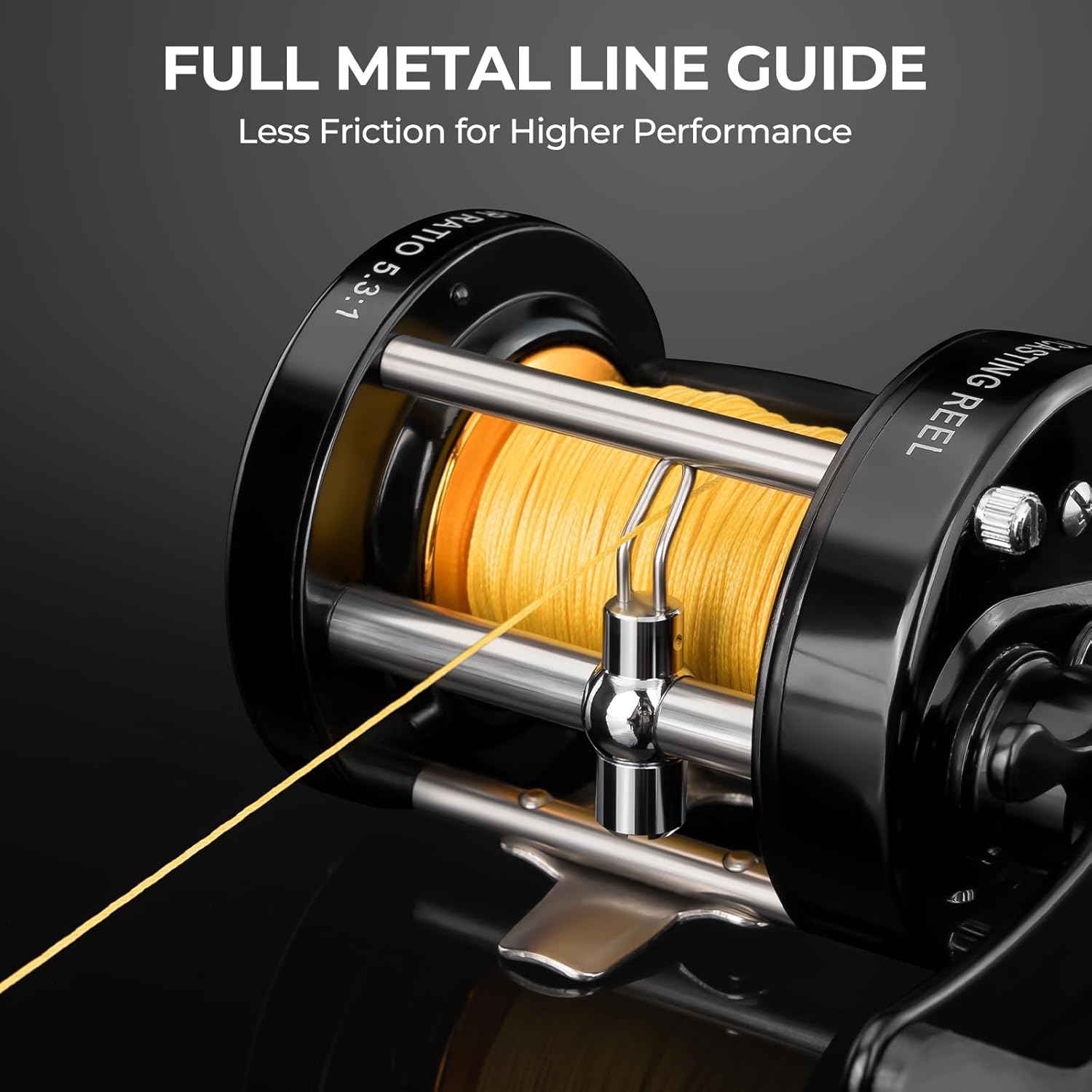 KastKing Rover Round Baitcasting Fishing Reels, Perfect Reel for Catfish | Max Drag: 30 lb, 4+1 BB, 22.8 oz, Reinforced Metal Body, Carbon Fiber Drag System, Oversized Non-Slip TPE Grips