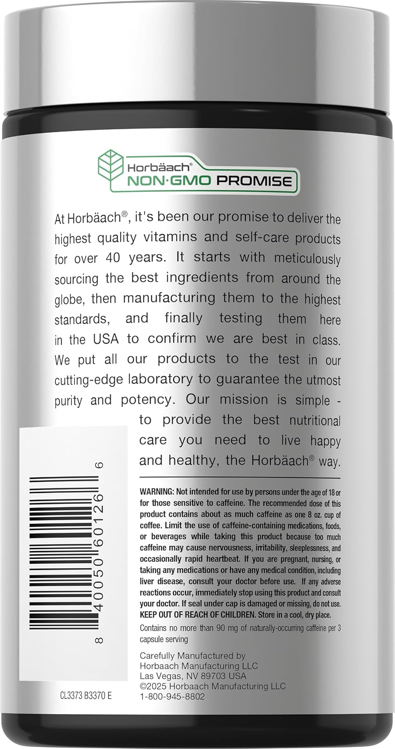 Horbäach EGCG Green Tea Extract Pills | 180 Capsules | Max Potency