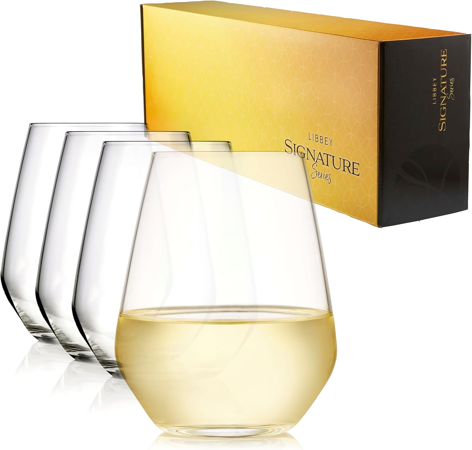 Libbey Signature Red Wine Glasses Set of 4, Seamless 24 Oz Wine Glasses for Cabernet, Merlot, and More, Stemmed Wine Glasses for All Occasions