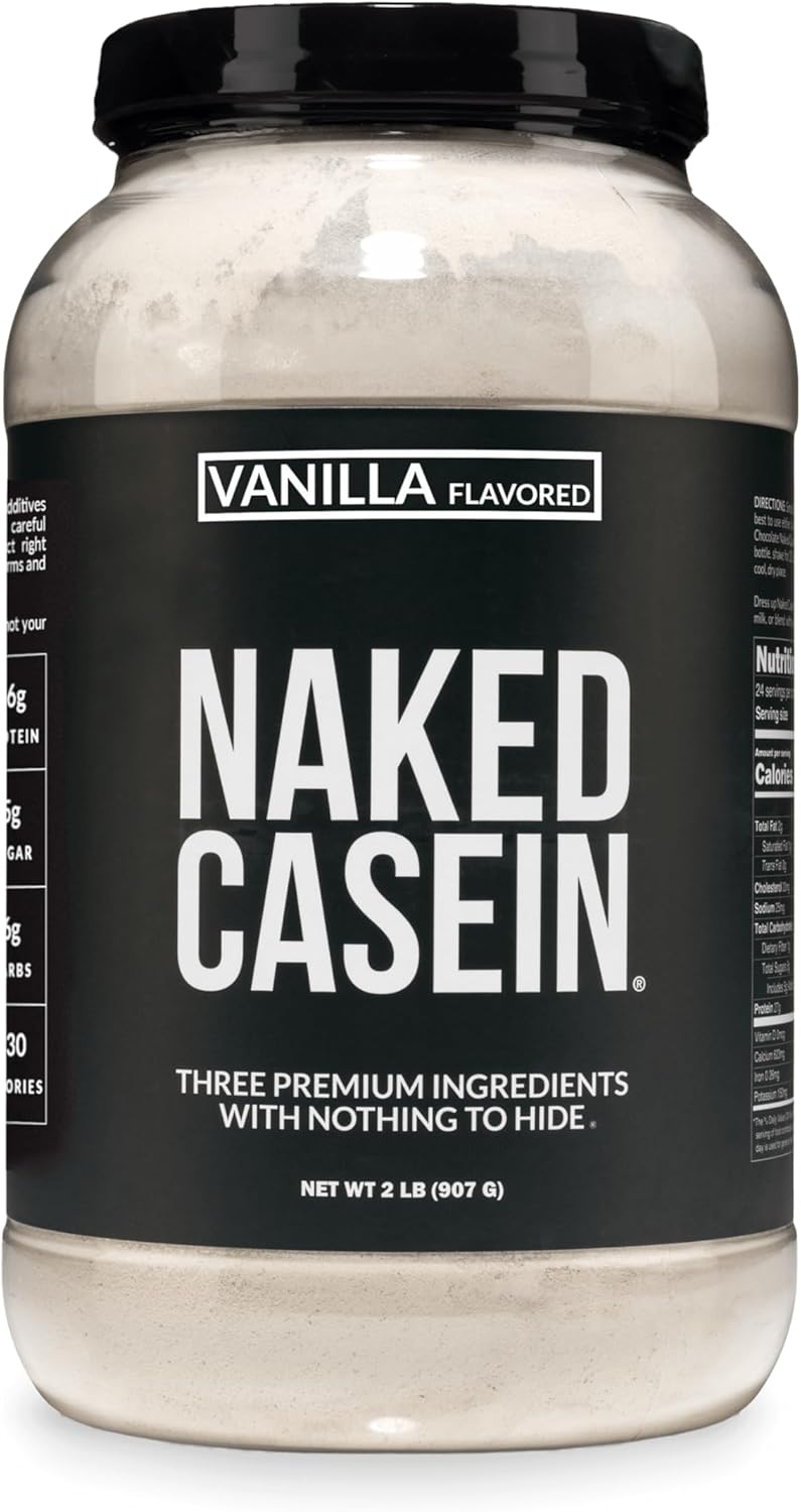 NAKED Casein - Vanilla Micellar Casein Protein - 5 Pound Bulk, NSF Certified, GMO-Free, Gluten-Free, Soy-Free, Preservative-Free - Stimulate Muscle Growth - Enhance Recovery - 61 Servings