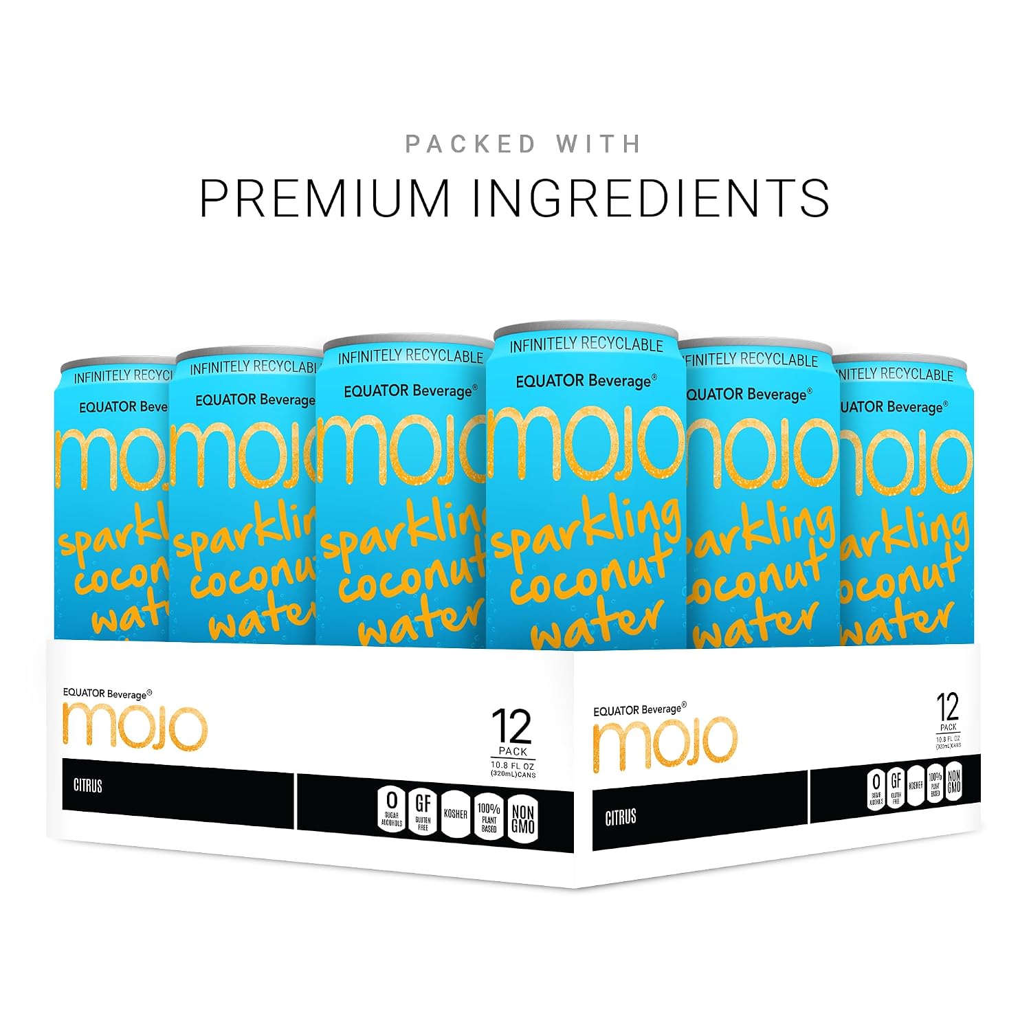MOJO Sparkling Coconut Water Citrus Hydration Electrolytes 10.8 Oz 12 Pack