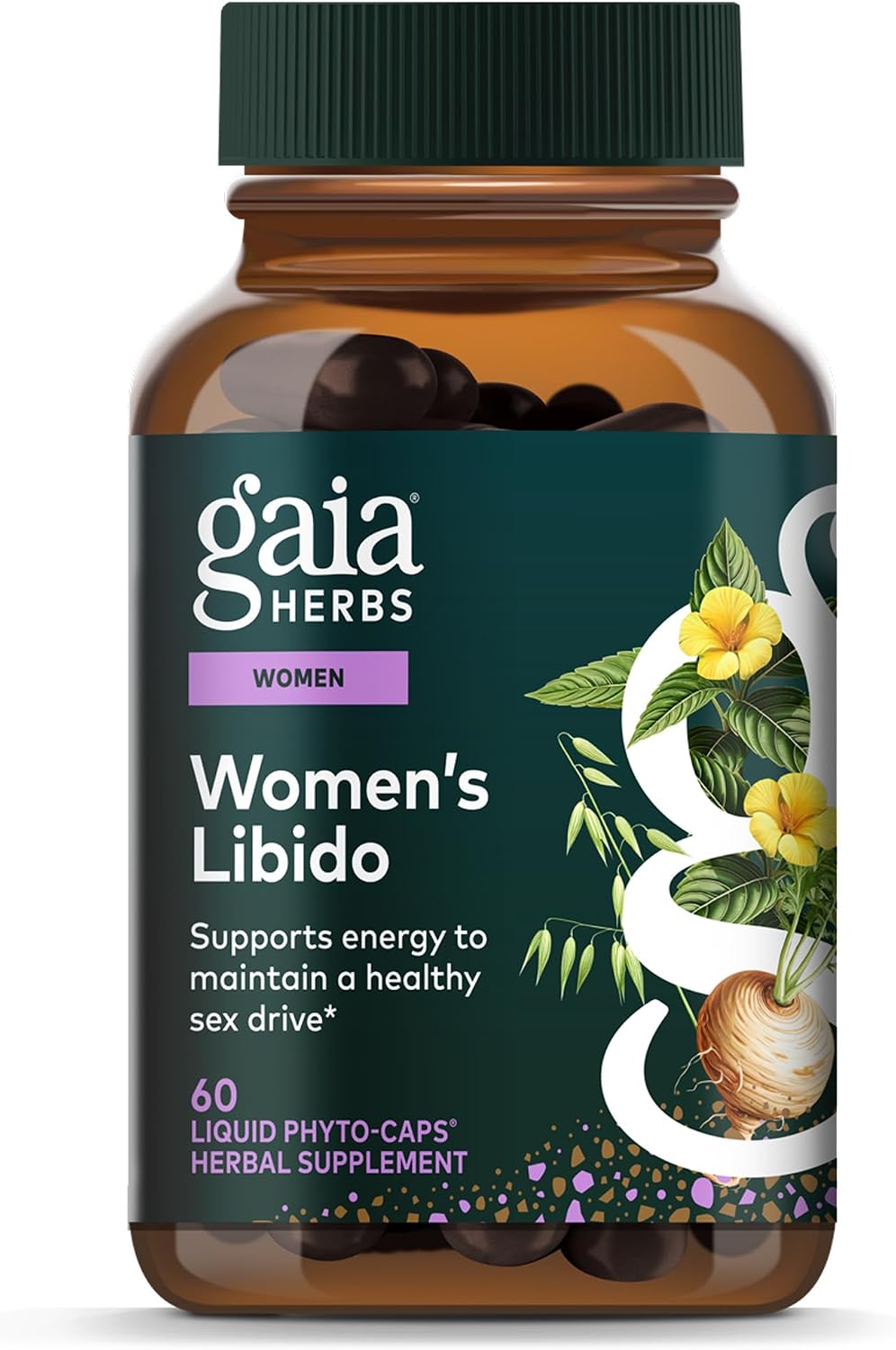 Gaia Herbs Womens Libido - Supports Energy to Maintain Healthy Libido* - with Tribulus & Horny Goat Weed - 60 Vegan Liquid Phyto-Caps (60 Servings)