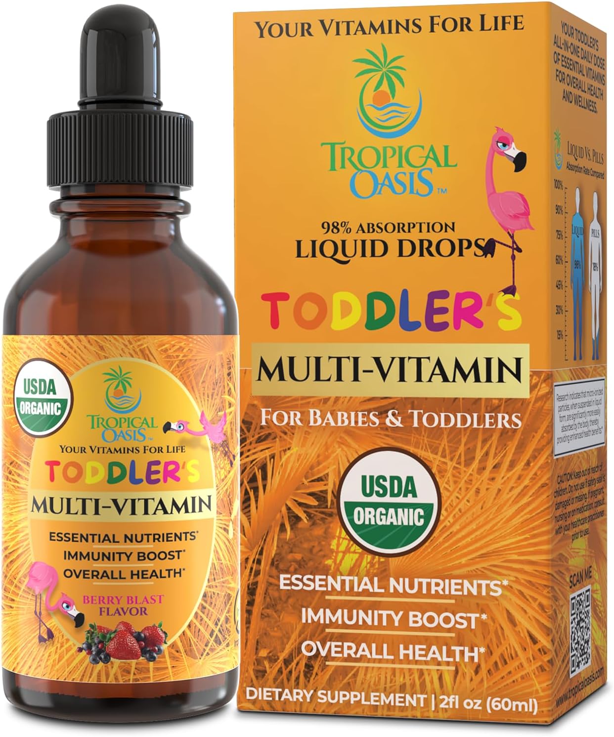 Premium Liquid Multivitamin For Kids | Sugar Free Kids Vitamins | 100% DV of 14 Vitamins for Kids | Multivitamin for Children Ages 4+ | Great Tasting, Non-GMO, Max 98% Absorption Rate- 16 oz, 32 Serv