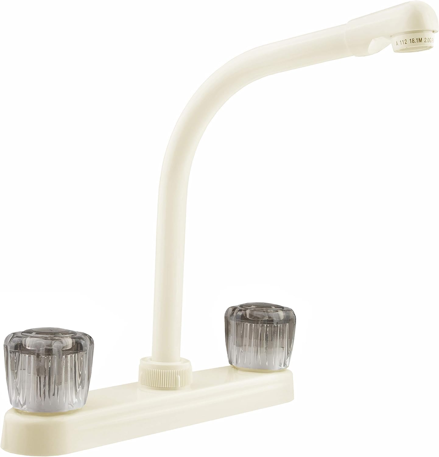 Dura Faucet DF-PK210S-BQ RV Hi-Rise Kitchen Sink Faucet (Bisque) | Tall spout with smoked acrylic knobs makes filling big pots easy.