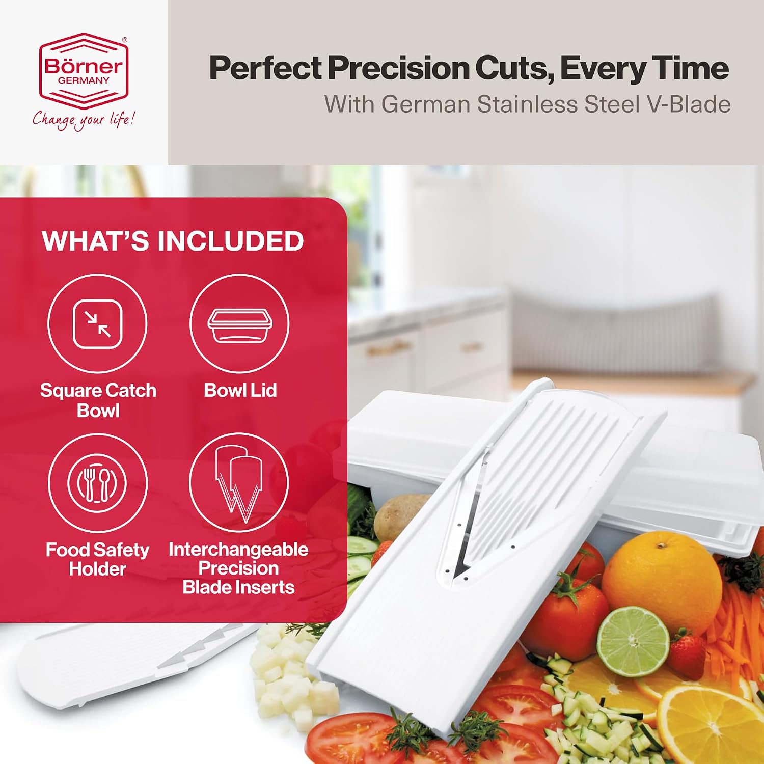 Swissmar V-Prep™ Mandoline Slicer – Versatile Kitchen Slicer for Julienne, Shred