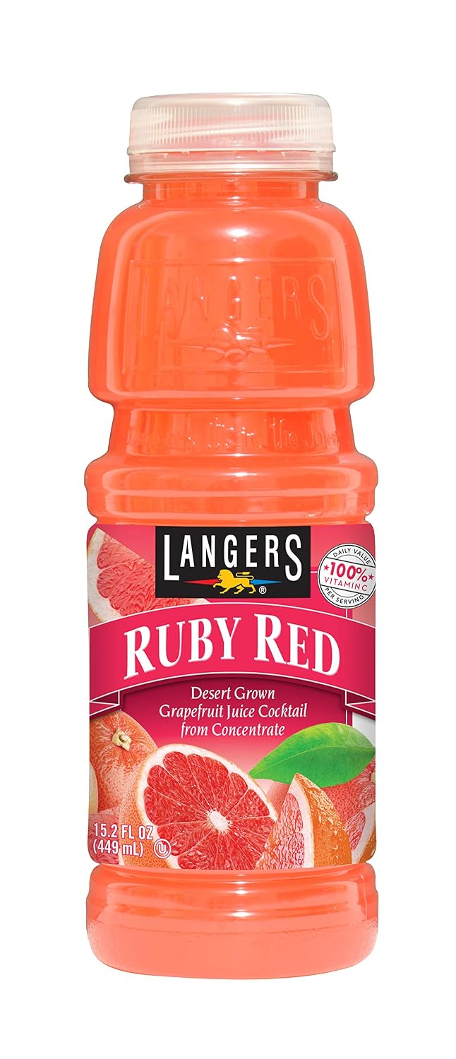 Langers Ruby Red Grapefruit Juice Cocktail, 15.2 Fl Oz (Pack of 12)