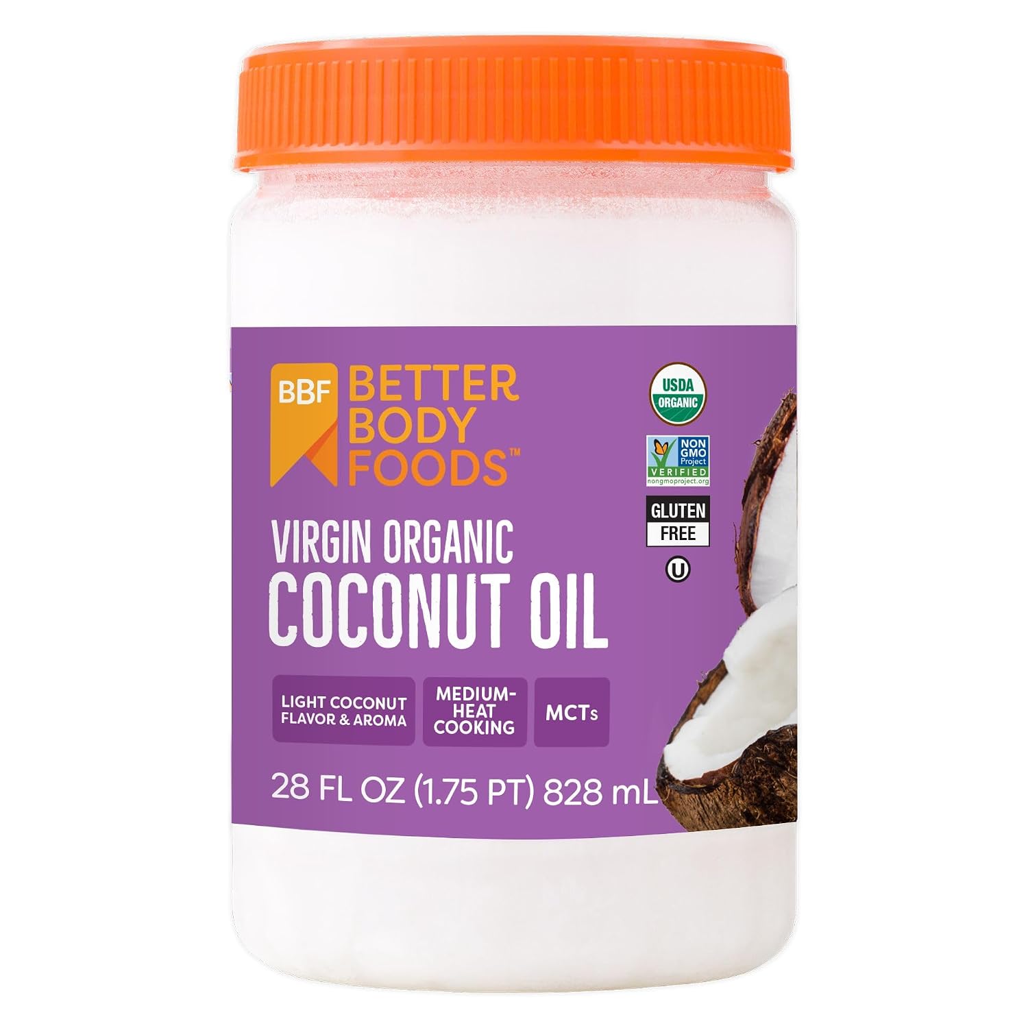 BetterBody Foods Unrefined Coconut Oil 28 Fl Oz, Organic, Non-GMO