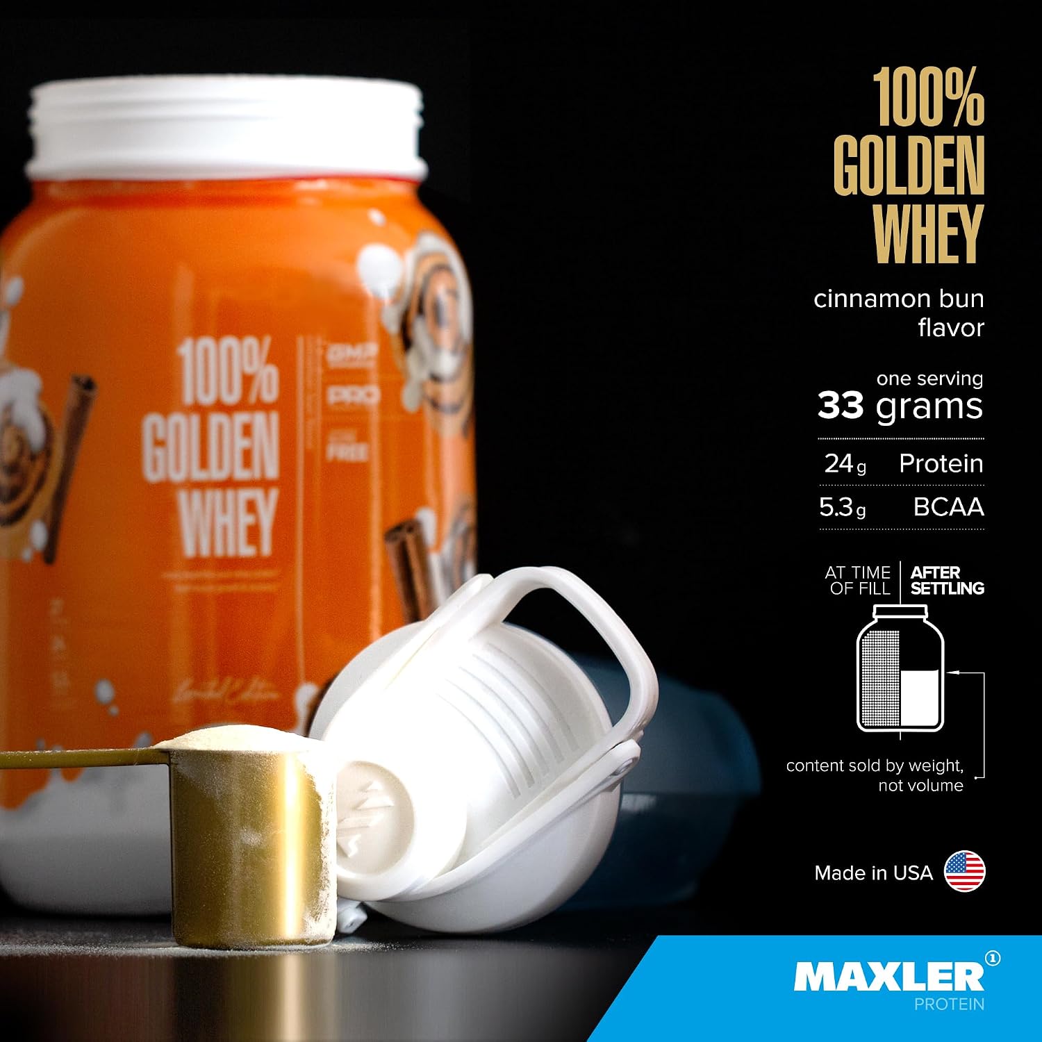 100% Golden Whey Protein - 24g of Protein per Serving - Whey Protein Powder for Pre Post Workout - Fast-Absorbing Whey Concentrate, Isolate & Hydrolysate Blend - Vanilla Ice Cream 2 lb