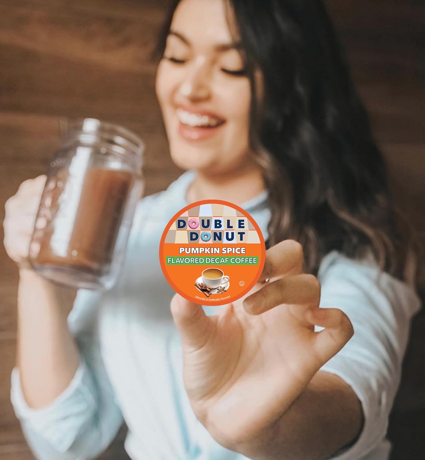 Double Donut Coffee Double Donut Medium Roast Decaf Coffee Pods, Classic, for Keurig K-Cup Machines, 24 Single-Serve Capsules per Box