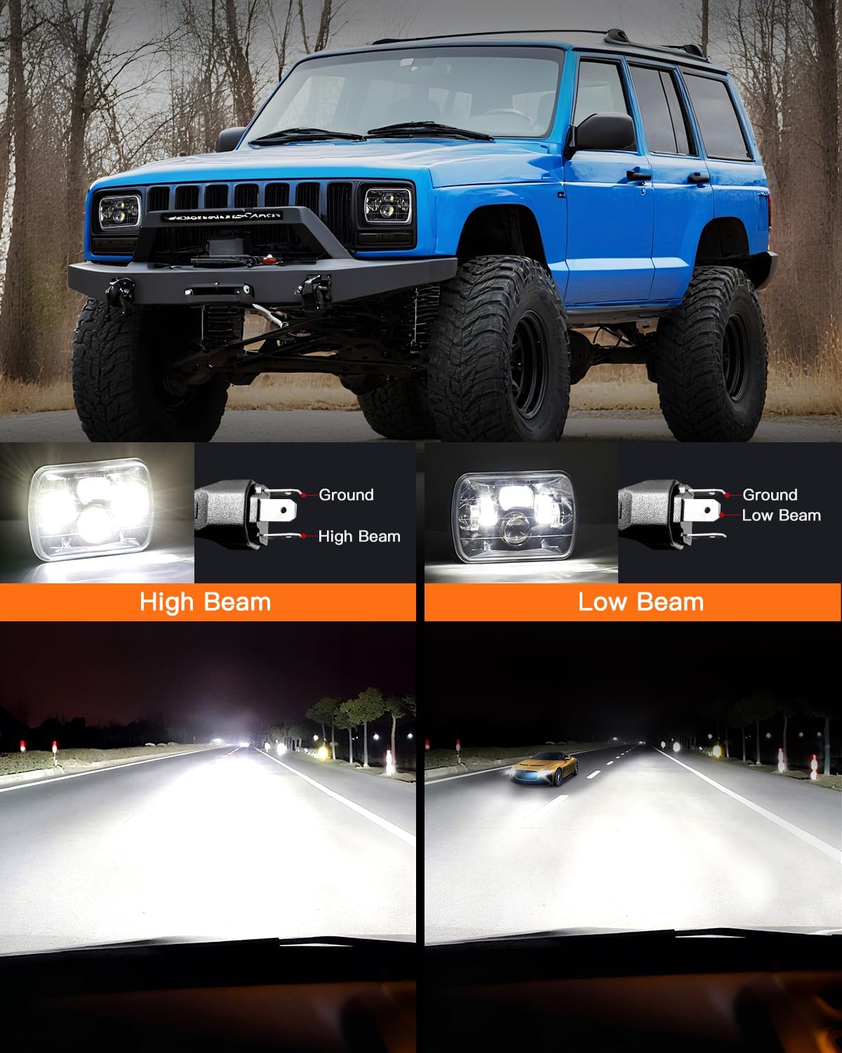 LEDMIRCY 5x7 LED Headlights, H6054 LED Headlights Hi/Lo Sealed Beam 2PCS