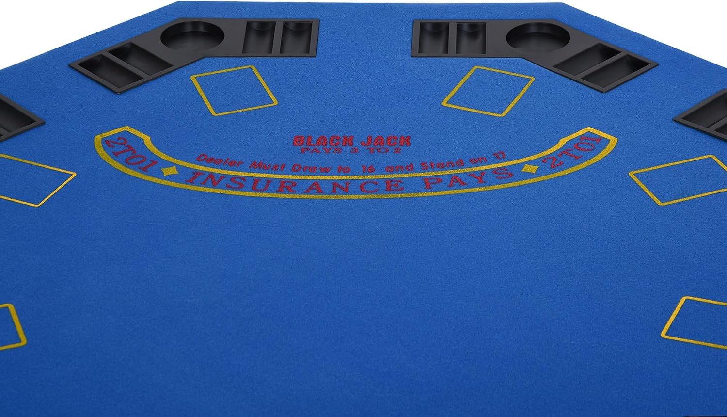 Soozier Poker Table Foldable 47" Octagon 8 Players Cup Holders Blue Felt