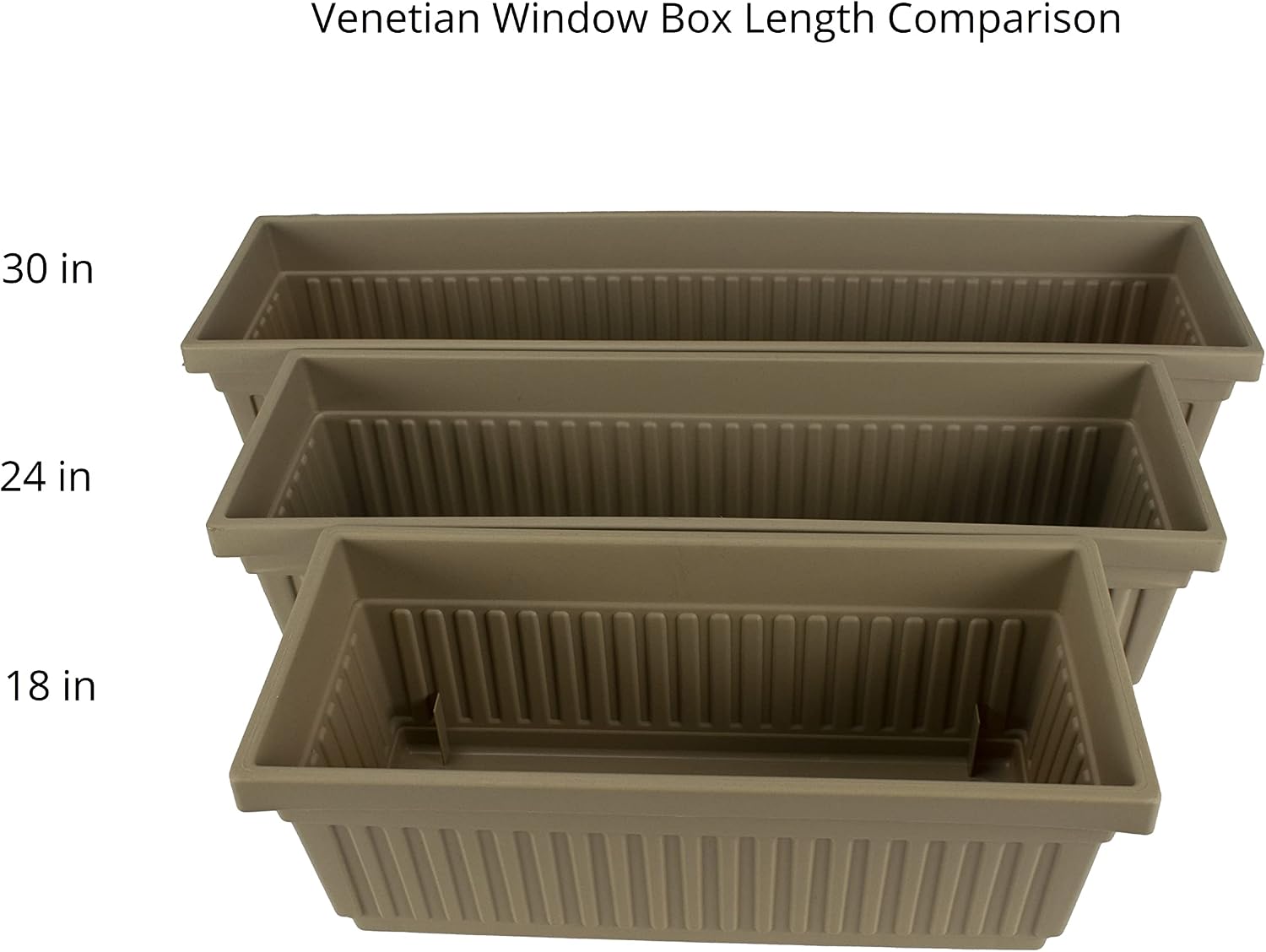 The HC Companies Venetian Window Planter Box w/Drain Plug - Long Planter Box for Windowsills, Balconies & More - Plastic Rectangular Outdoor Planters for Herbs & Flowers (18" Clay, Pack of 1)