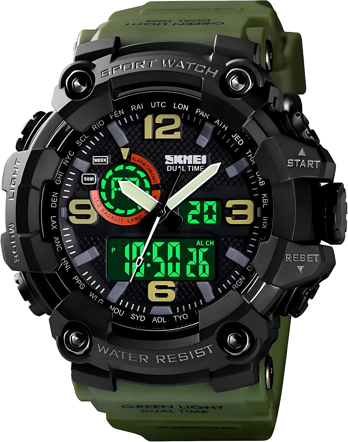 Gosasa Men's Large Face Outdoor Sports Watches Military S-Shock Watch Waterproof, Backlight, Alarm, Stopwatch Features - Rugged Wristwatch for Training, Hiking, and Adventure