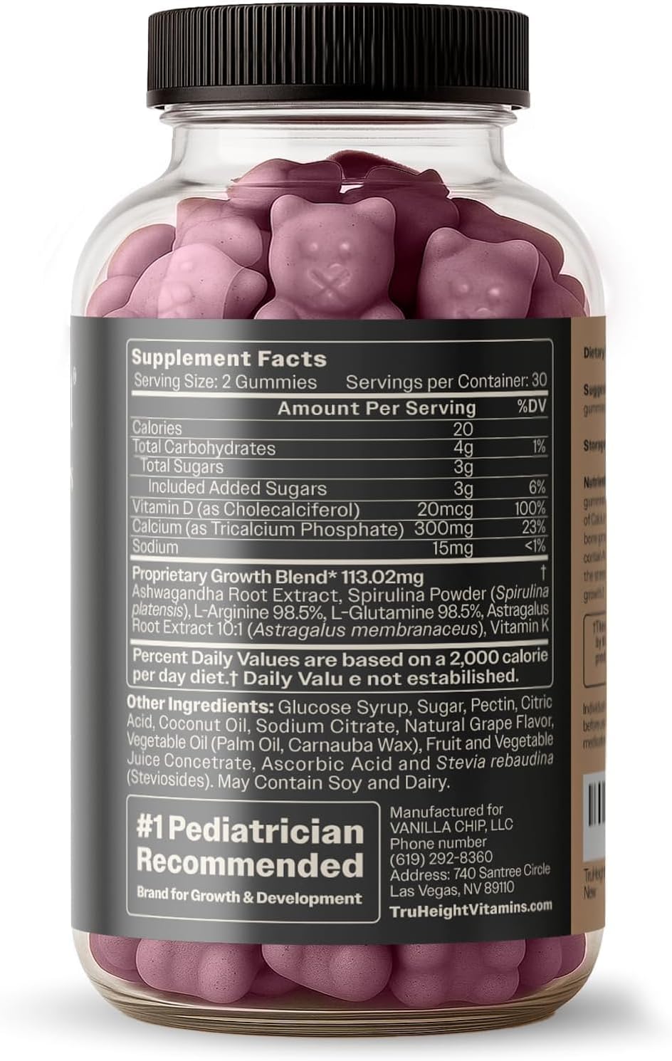 TruHeight Growth Gummies (Watermelon) Tall Nutrition for Natural Growth Supplement for Kids & Teens - Vitamin D, K, Calcium & Ashwagandha